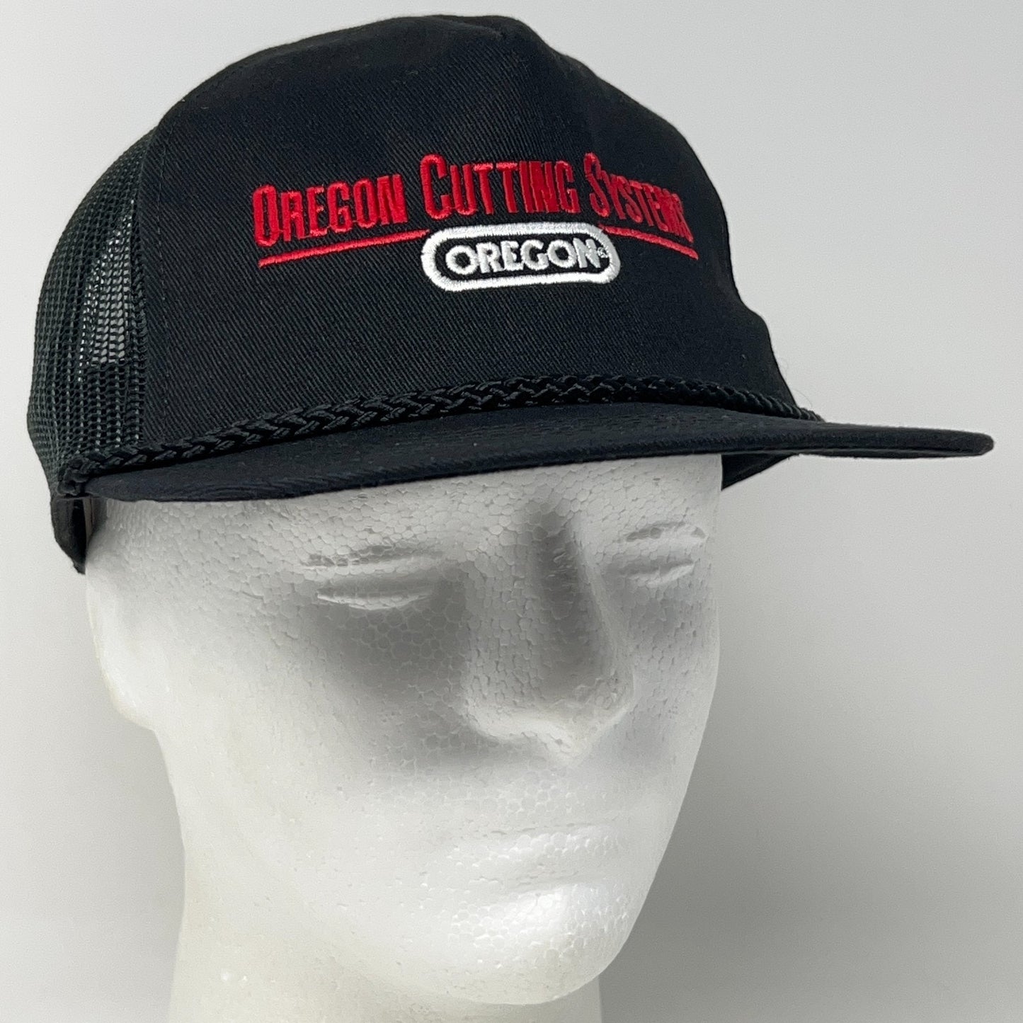 Vintage 90s Oregon Tool Cutting Systems Trucker Hat Baseball Cap Snapback Black