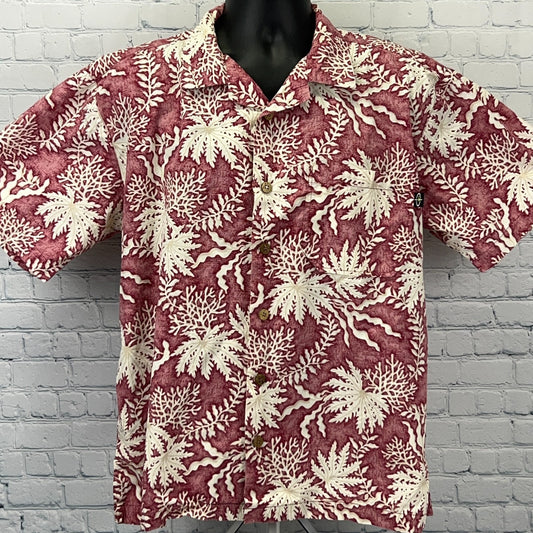 Vintage Vans Triple Crown of Surfing Hawaiian Button Front Shirt Red M Medium