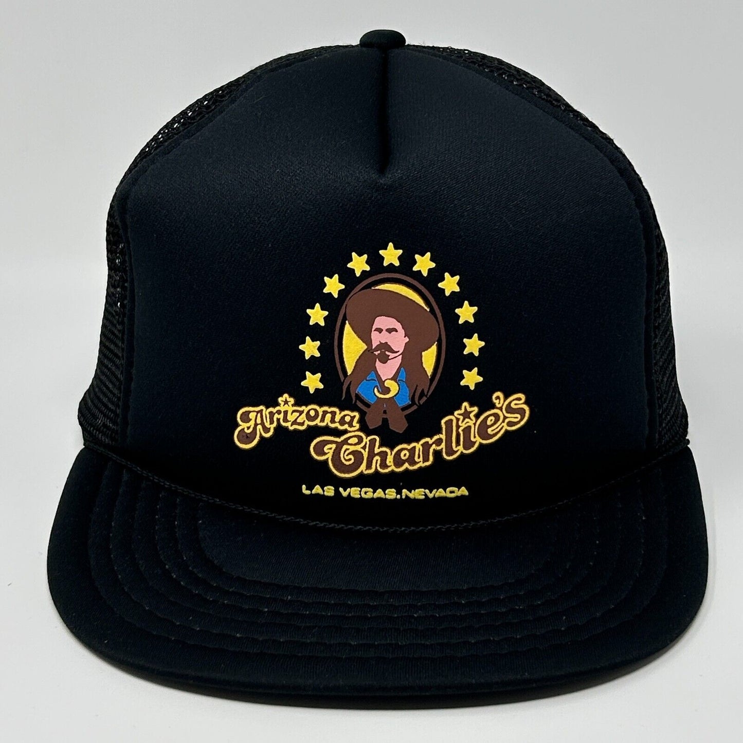 Vintage 90s Arizona Charlies Las Vegas Trucker Hat Cap Mesh Snapback Black