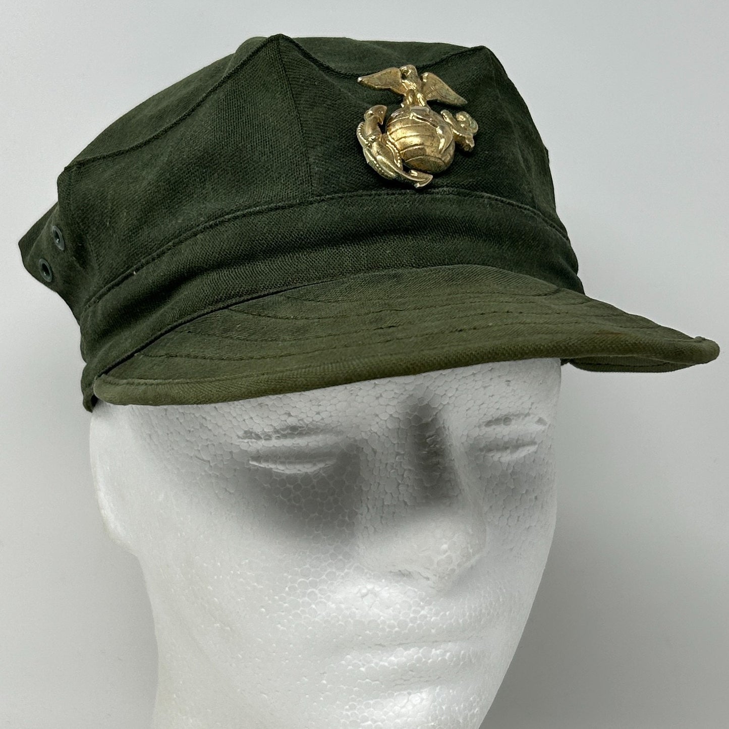 Vintage USMC Marines Utility Cover Hat OD Olive Green Military Cap 6 7/8
