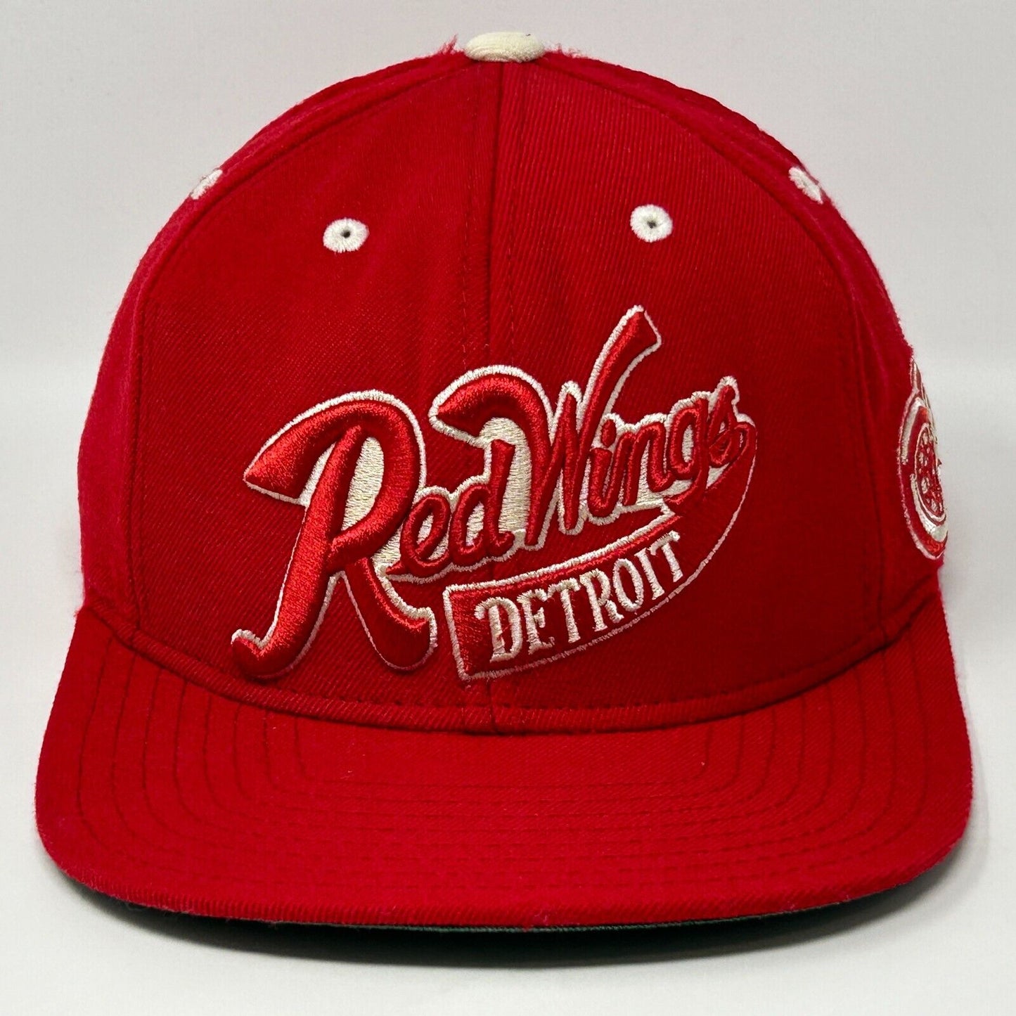 Detroit Red Wings Script Wool Hat Cap Red Reebok 6 Panel Snapback NHL Spell Out - Neon Vintage