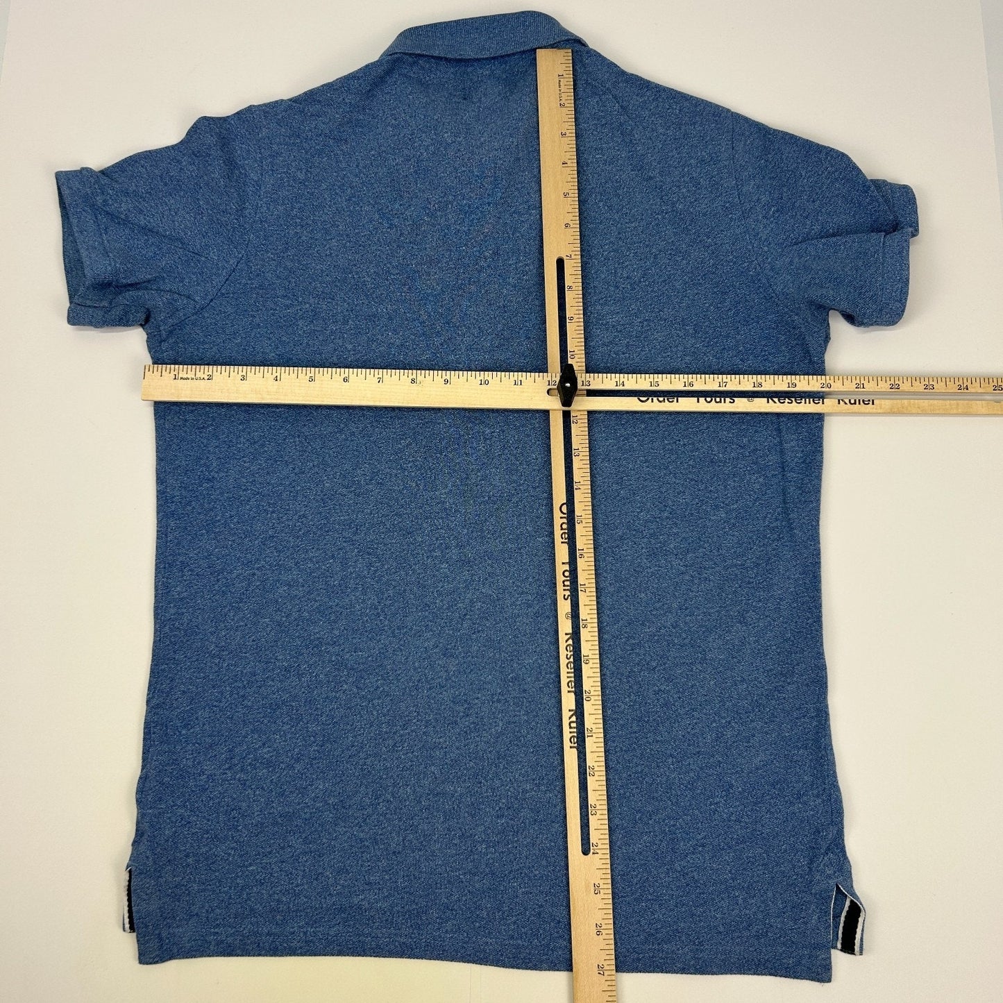 Superdry Polo Shirt Blue Heathered Streetwear Logo Short Sleeve Mens M Medium