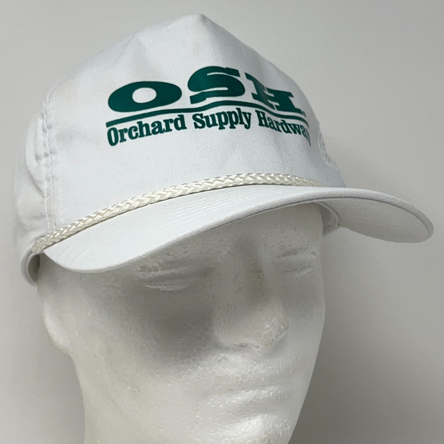 Vintage OSH Orchard Supply Hardware Hat Baseball Cap Rope Corded Snapback White