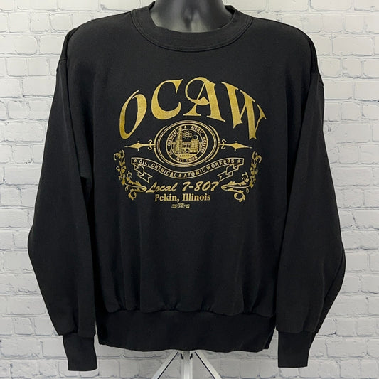 Vintage OCAW Oil Chemical Atomic Workers Union Sweatshirt L Large Black USA Made