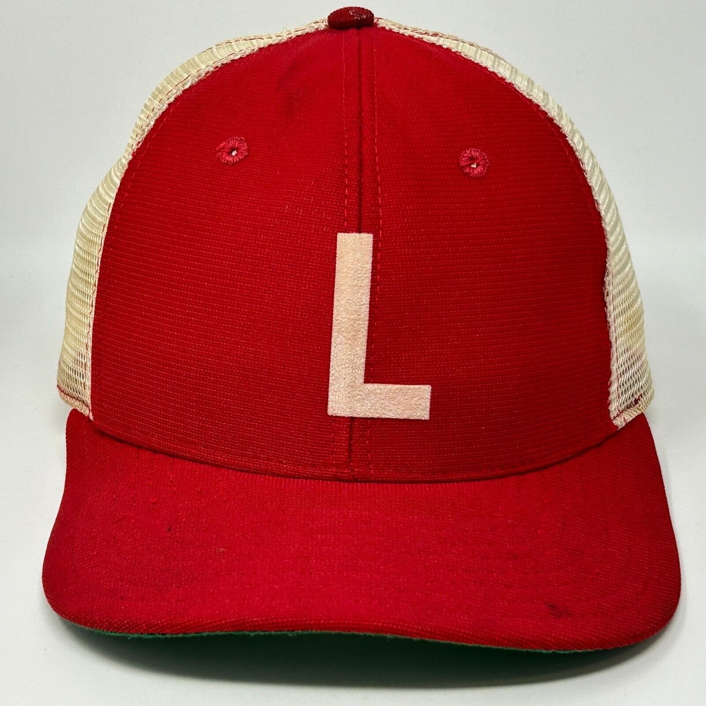 Gorra de béisbol estilo camionero con la letra L de los años 80, estilo vintage, color rojo, New Era, snapback de seis paneles, EE. UU.
