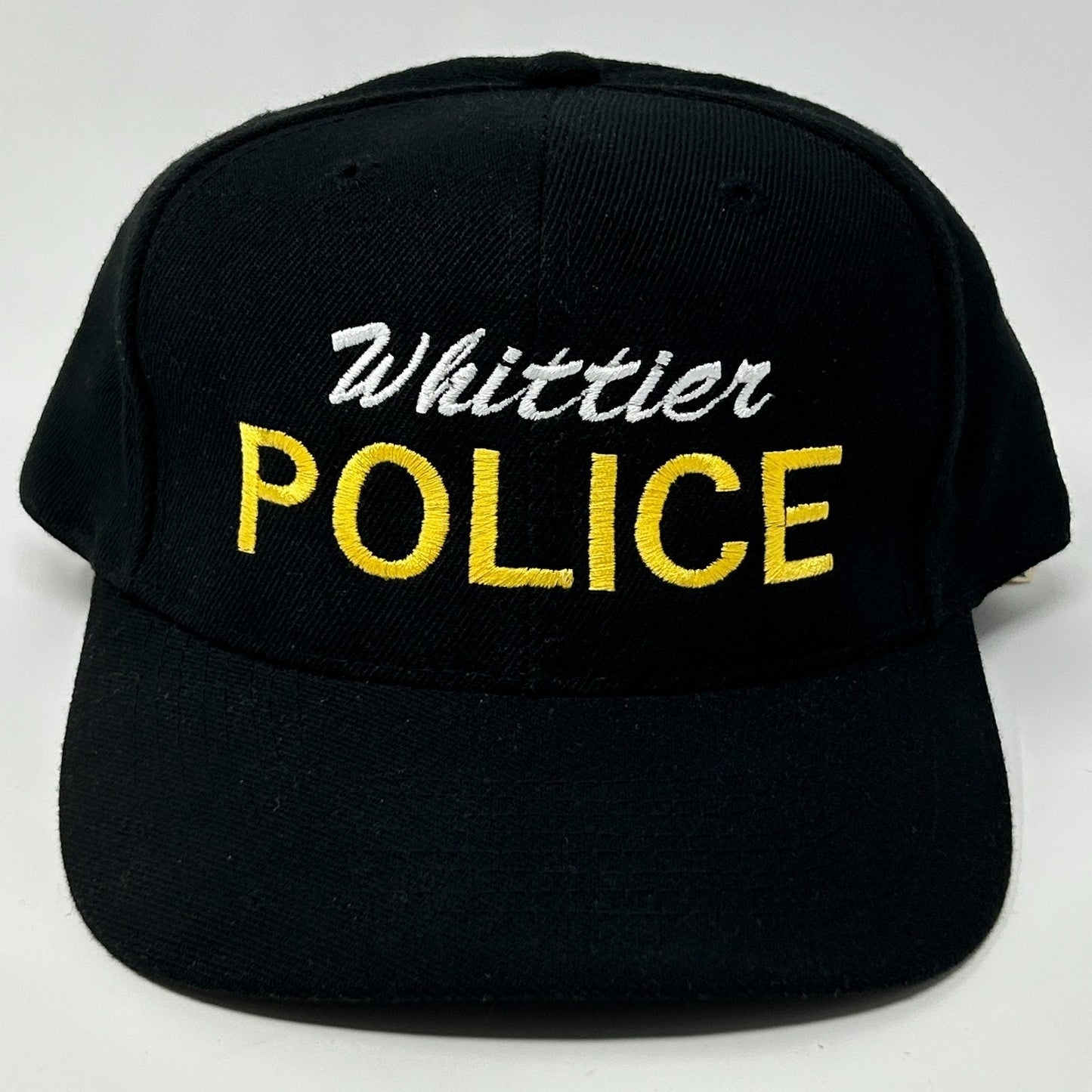 Vintage Whittier Police Hat Cap Black 90s California Policeman Officer Snapback