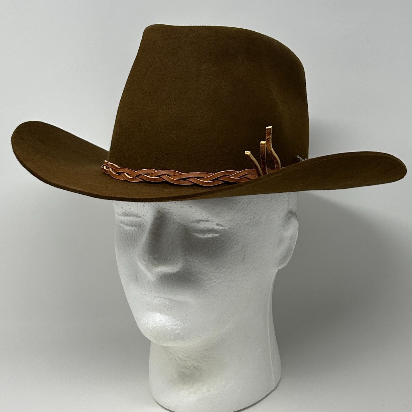 John B Stetson Company 3X XXX Beaver Cowboy Hat Western 3 Inch Brim Brown 6 7/8