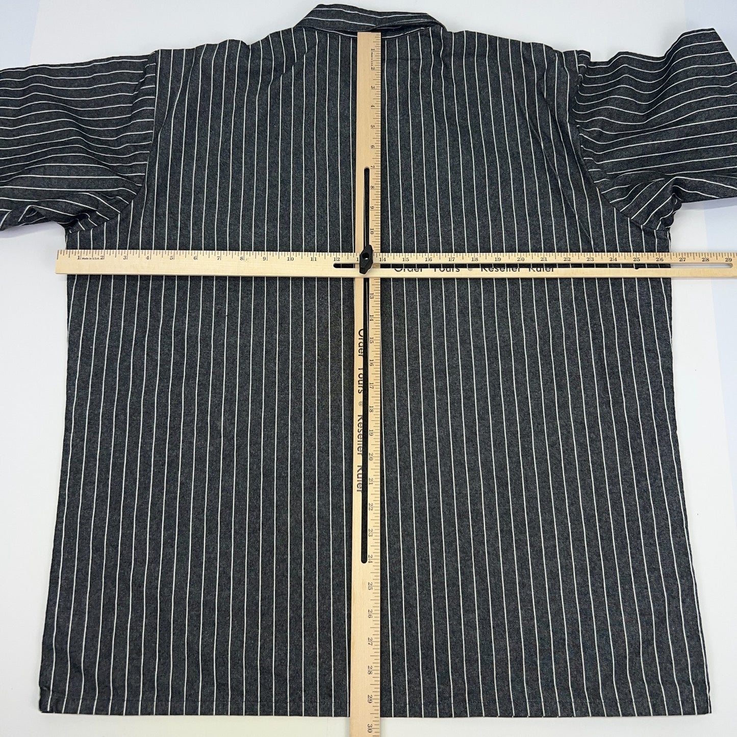 Ben Davis Hickory Striped Pullover 1/4 Zip Shirt XL X-Large Gray Short Sleeve