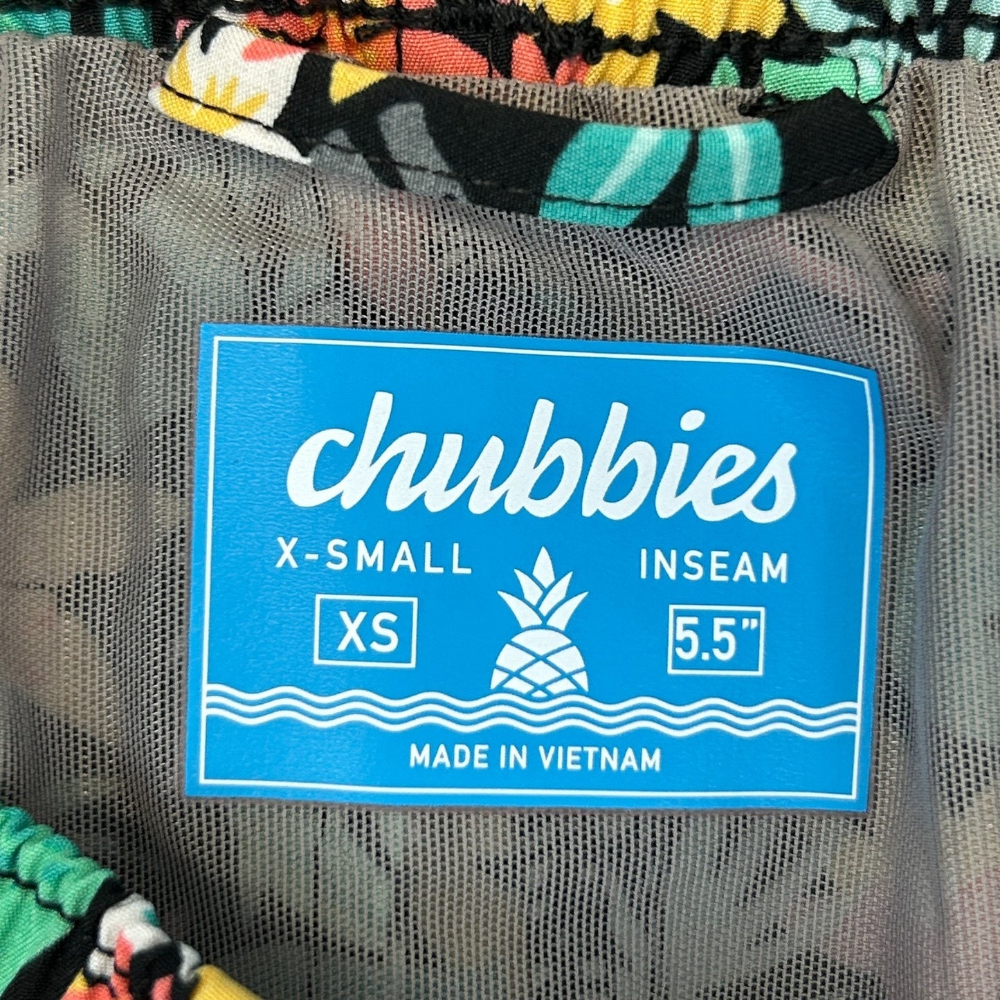 Chubbies The Boomerangs Swim Trunks Shorts Swimming Lined 5.5" Black XS X-Small - Neon Vintage