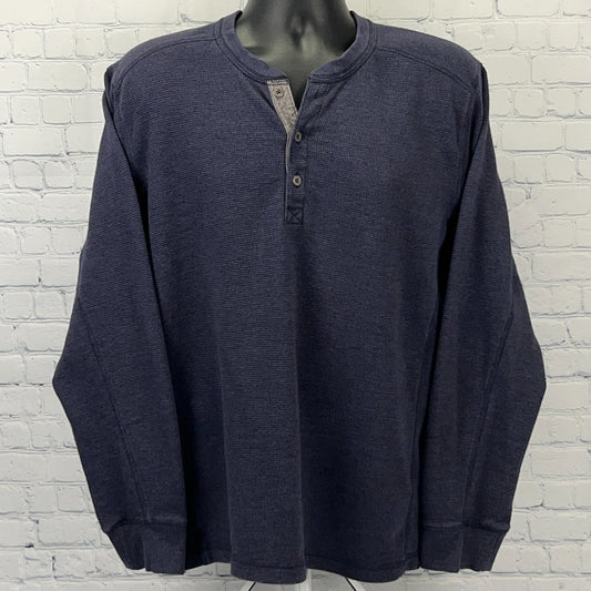 Eddie Bauer Thermal Henley XL X‑Large Blue Cotton Polyester Long Sleeve Shirt