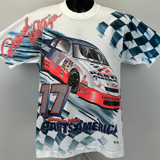 Vintage NASCAR Darrell Waltrip T Shirt Motorsports Auto Racing White M Medium