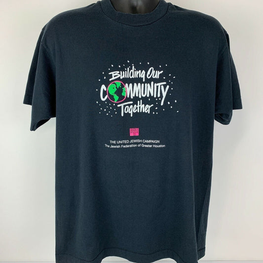 Vintage United Jewish Campaign T Shirt Federation Houston Texas Black L Large