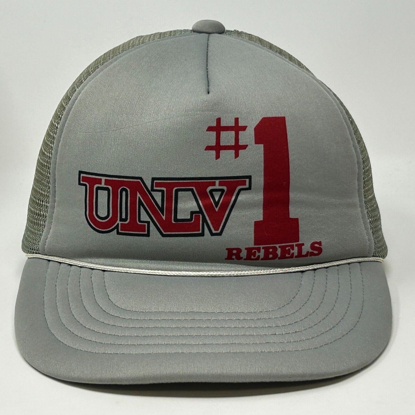 Vintage UNLV Rebels Trucker Hat Baseball Cap 80s Gray University Las Vegas