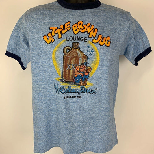 Vintage 80s Little Brown Jug Lounge T Shirt Branson Missouri USA Blue S Small