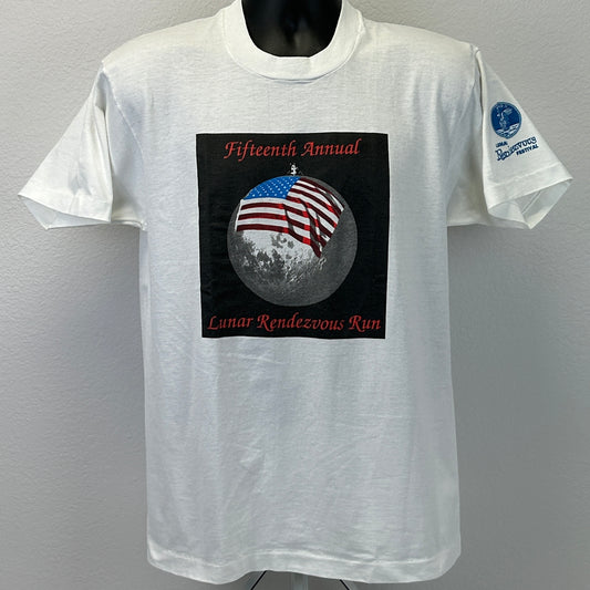 Vintage 90s Lunar Rendezvous Festival T Shirt Apollo 11 JFK Quote White L Large