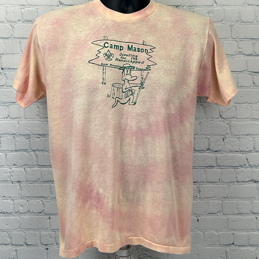 Vintage 80s Scouting For The Handicapped T Shirt BSA Camp Mason Orange M Medium - Neon Vintage