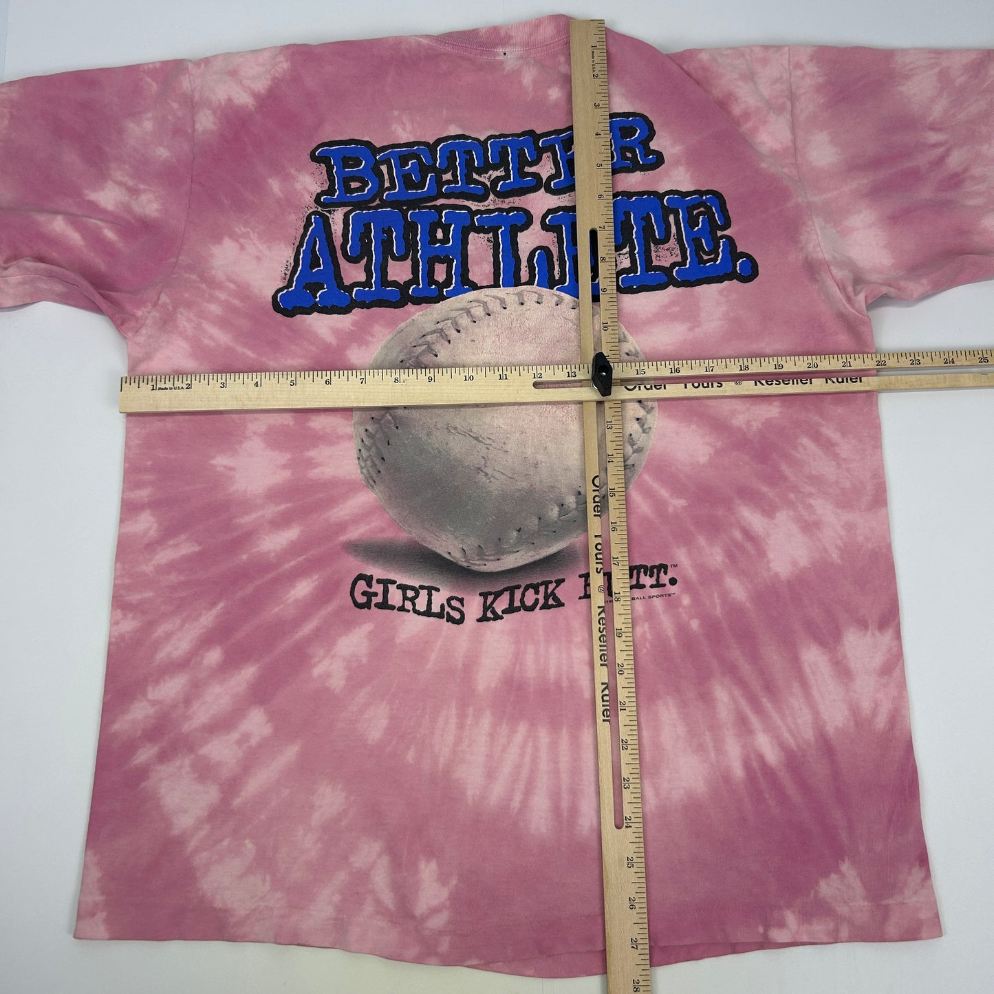 Vintage 90s Girls Kick Butt Softball T Shirt Baseball USA Pink Unisex L Large