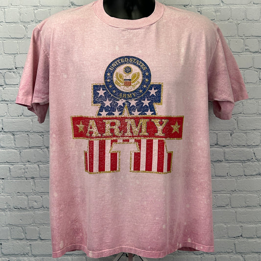 Vintage 90s US Army POW-MIA T Shirt Military United States Pink Mens L Large
