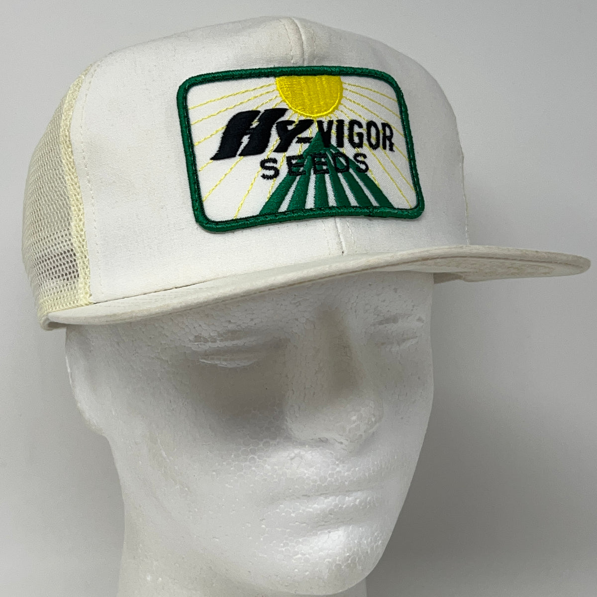 Vintage Hy-Vigor Seeds Trucker Hat Baseball Cap White Farmer Snapback K-Products