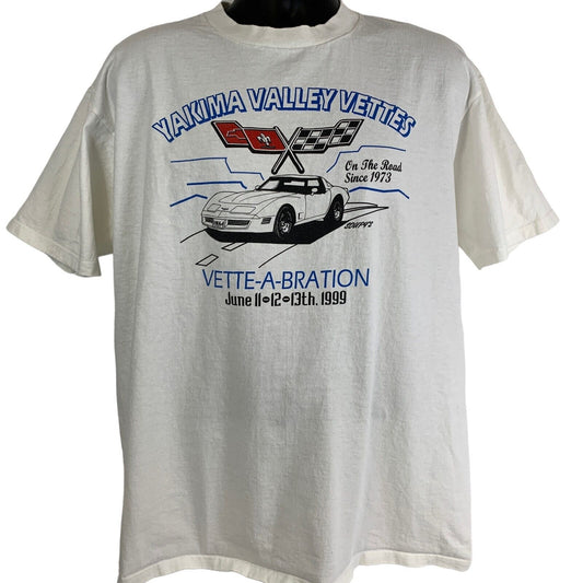 Vintage 90s Yakima Valley Vettes T Shirt Corvette 1999 White Tee Mens XL X-Large