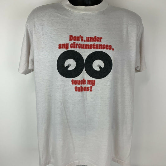 Vintage 80s Don't Touch My Tubes Comal River T Shirt Texas USA White L Large