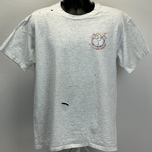 Vintage 90s Distressed Eskimo Joes T Shirt Oklahoma Football USA Gray L Large