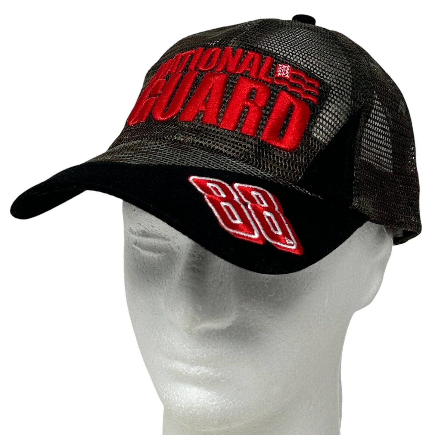 NASCAR Dale Earnhardt Jr Trucker Hat Baseball Cap National Guard Full Mesh Black
