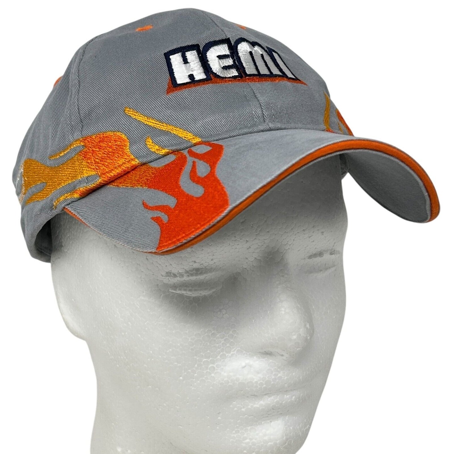 Dodge Hemi Engine Hat Baseball Cap Chrysler Fire Flames 6 Panel Strapback Gray