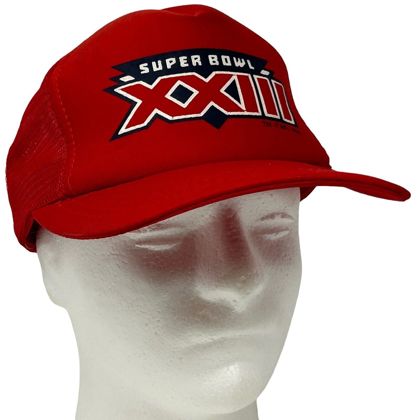 Vintage 80s Super Bowl XXIII Trucker Hat Baseball Cap NFL SF 49ers Red Snapback - Neon Vintage