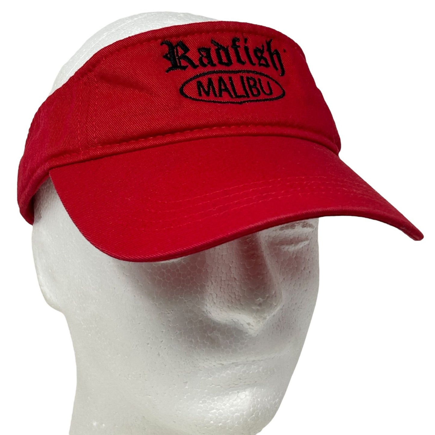 Radfish Malibu Surf Shop Visor Hat Cap Surfer Surfing Surfboarding Strapback Red - Neon Vintage
