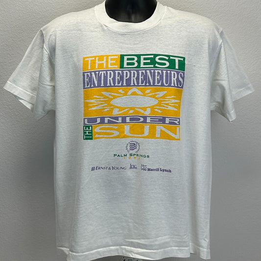 Vintage 90s The Best Entrepreneurs T Shirt Palm Springs USA White XL X-Large