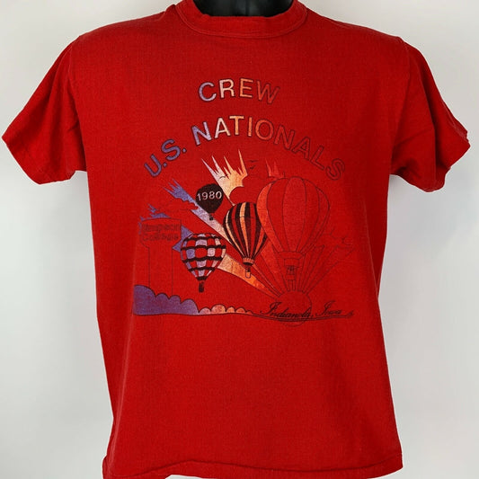Vintage 80s Indianola Hot Air Balloons T Shirt Iowa Simpson College Red S Small