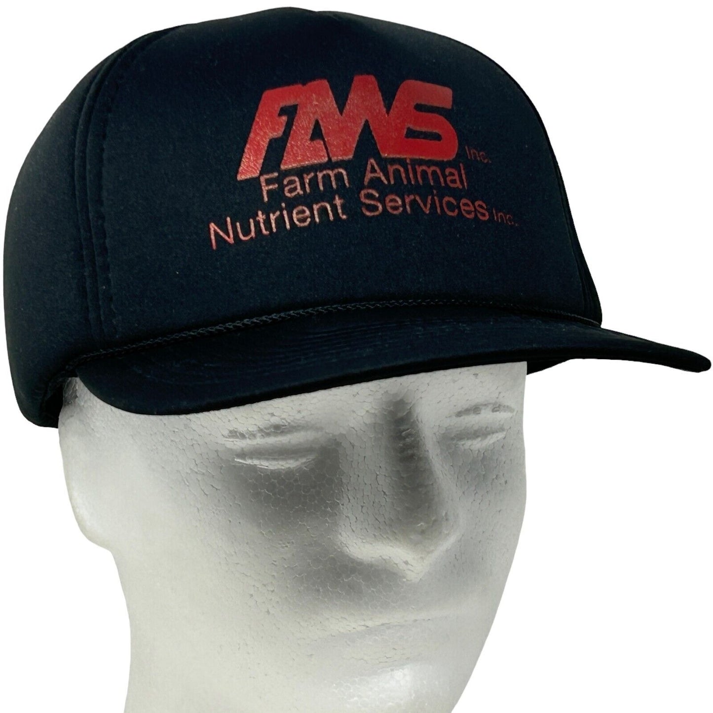 Vintage 90s Farm Animal Nutrient Services Hat Baseball Cap Farmer Black Snapback