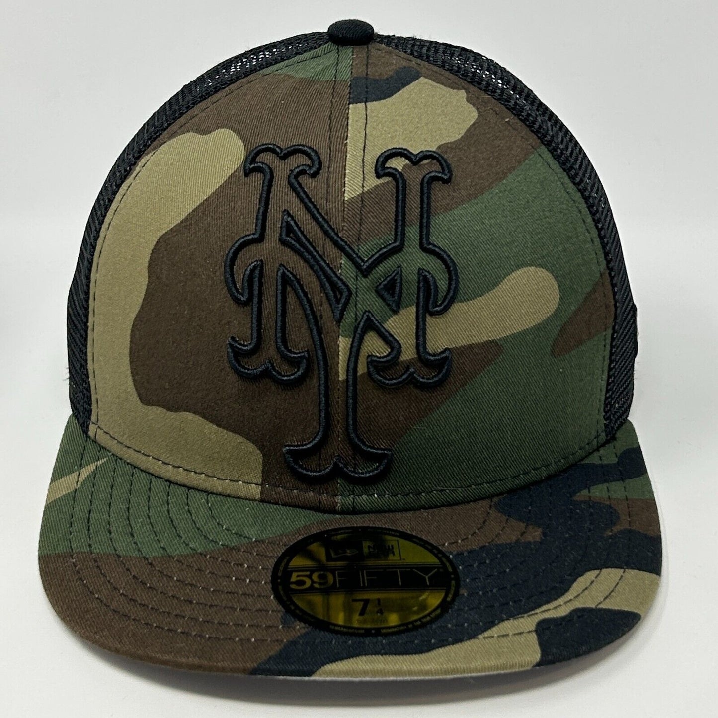 New York NY Mets Camo Trucker Hat Baseball Cap Fitted 7 1/4 New Era MLB Green
