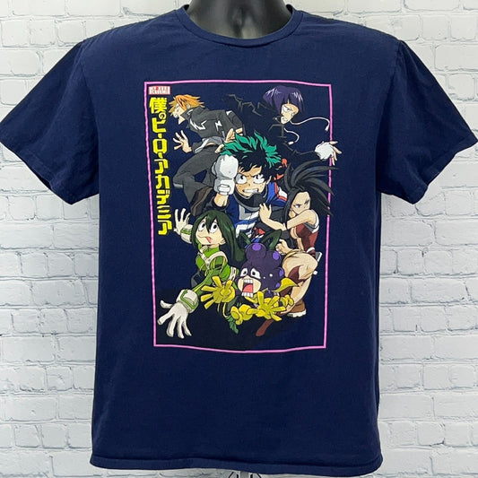 My Hero Academia T Shirt Japanese Manga Anime Deku Izuku Midoriya Blue L Large