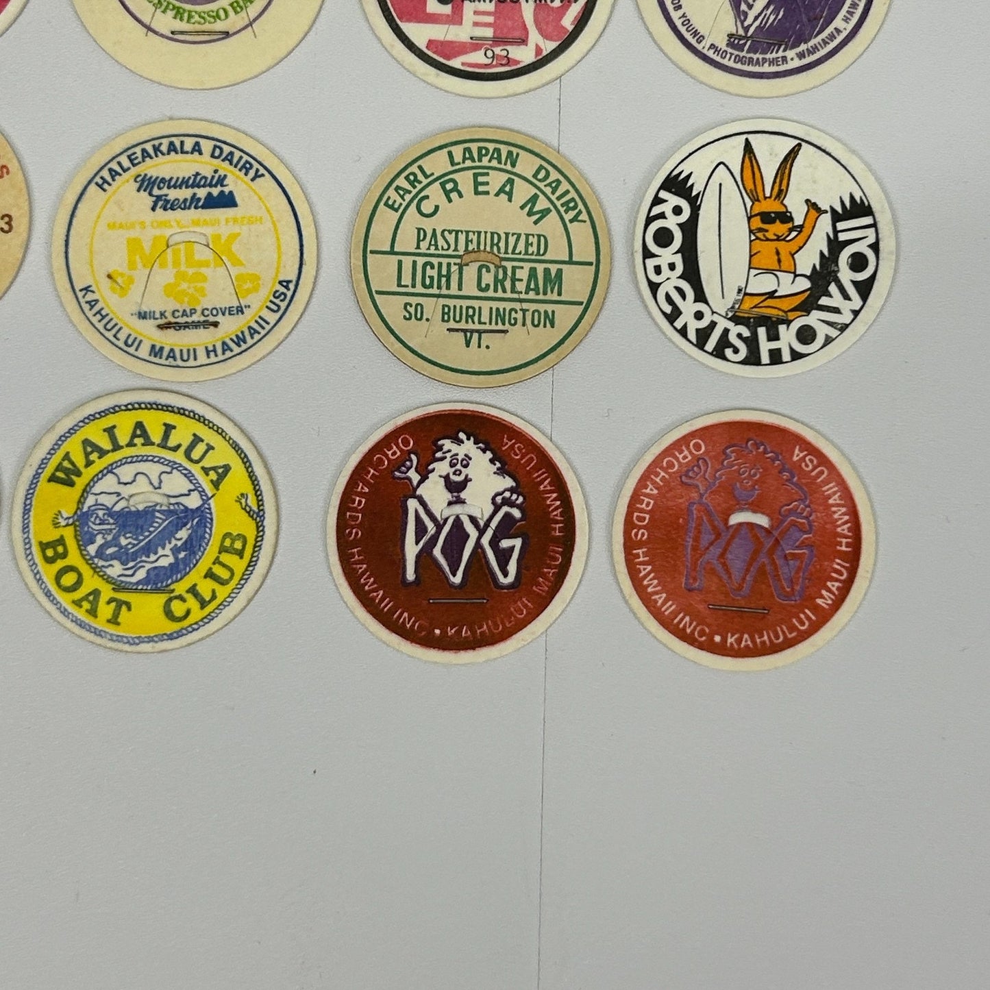 Lot of 20 Hawaii Milk Caps Pogs Vintage 90s Hawaiian Advertising Game 1993