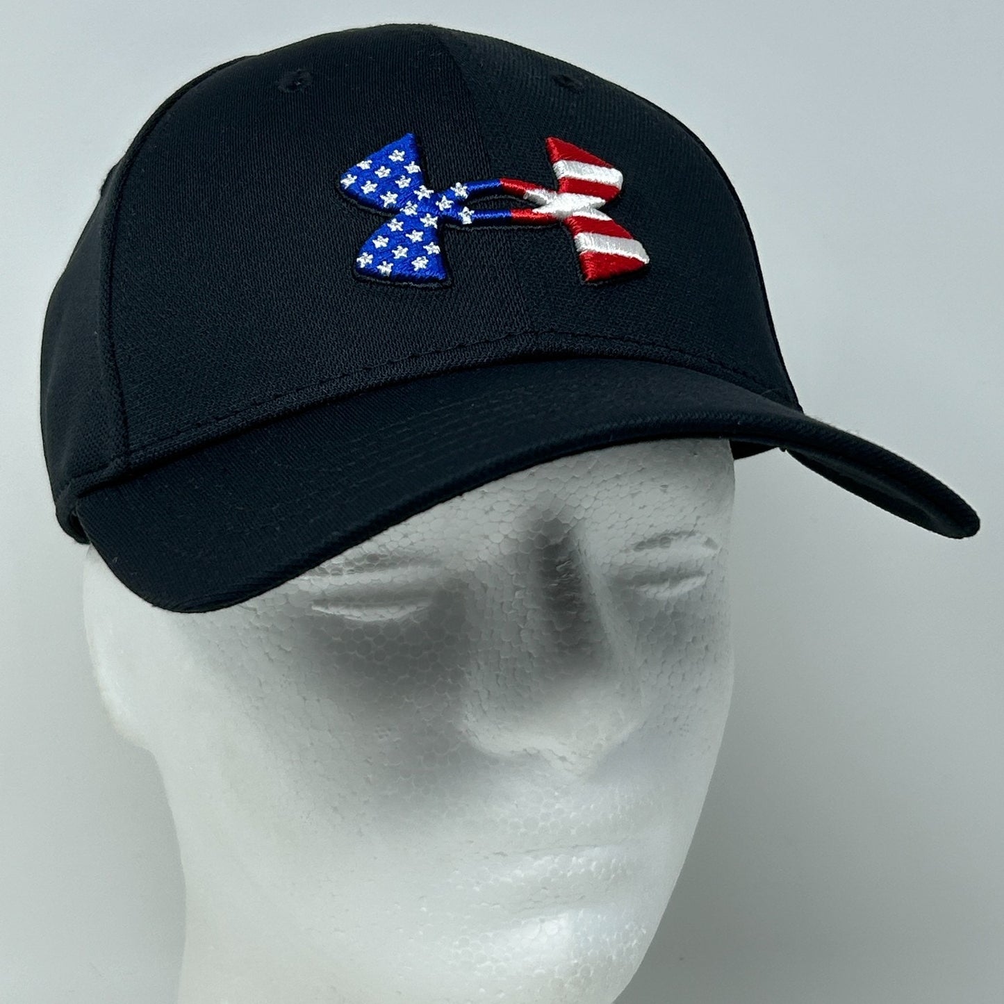 Under Armour UA Freedom Hat Baseball Cap Patriotic USA Black Flex Fitted S-M