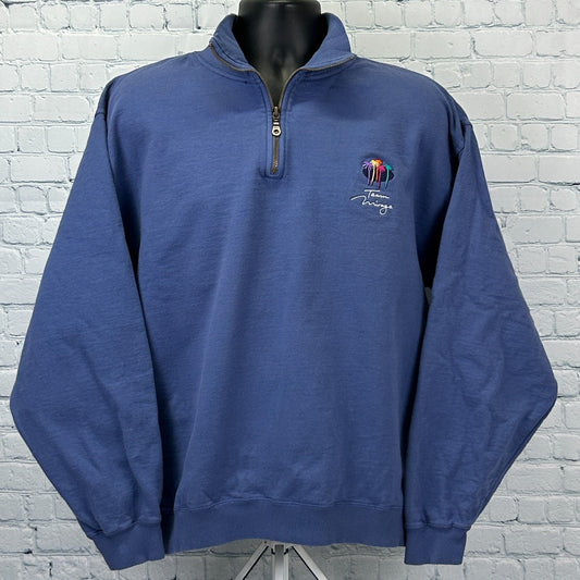 Vintage 90s Team Mirage Las Vegas 1/4 Quarter Zip Sweater Casino Blue L Large
