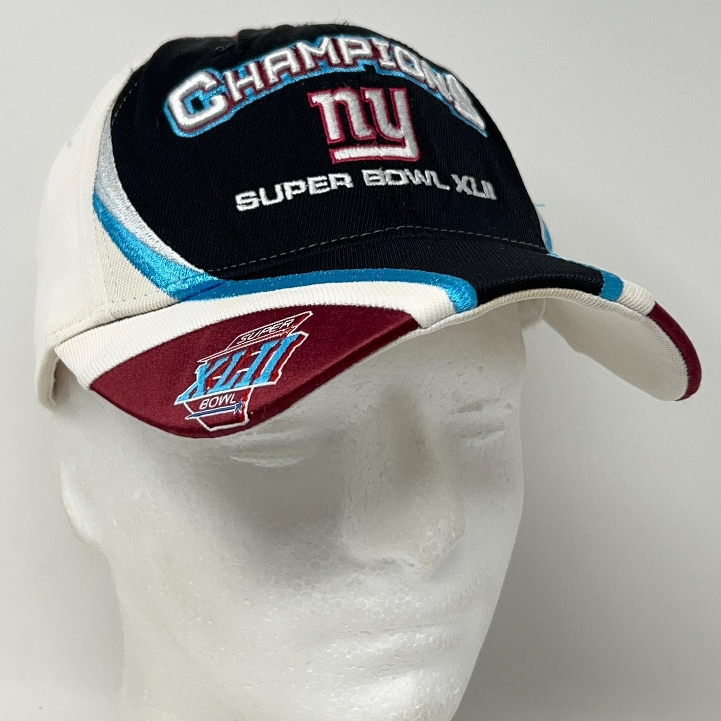 New York Giants Super Bowl XLII Hat Baseball Cap Reebok White Flex Fitted OSFA