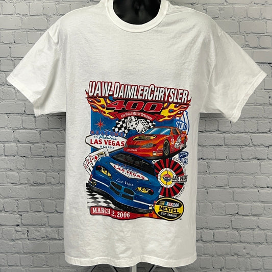 Vintage Y2Ks 2006 NASCAR Las Vegas UAW DaimlerChrysler 400 T Shirt White L Large