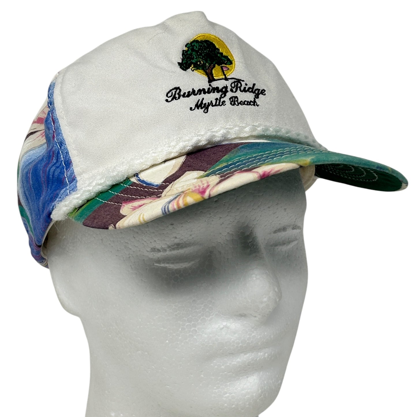 Vintage Burning Ridge Myrtle Beach Hat Baseball Cap Golfer Golf Club Rope White
