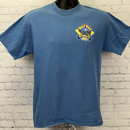 Vintage Y2Ks Wolf Pack Brewing Co T Shirt Yellowstone Montana Beer Blue M Medium