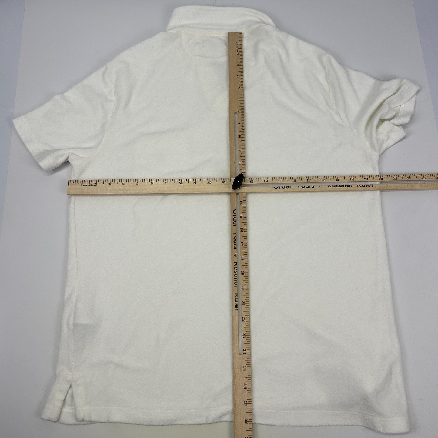 Polo Ralph Lauren Terry Cloth Polo Shirt White Johnny Collar Pocket Mens L Large