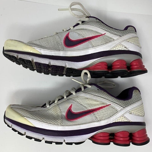 Nike Shox Turmoil 2 Running Shoes Womens 9 White Pink Low Top Runner 375434-151 - Neon Vintage