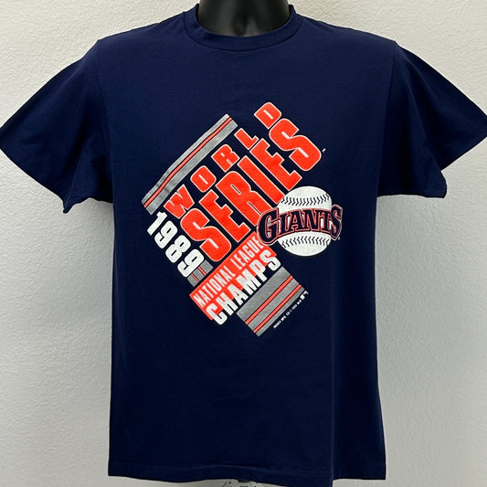 Vintage San Francisco SF Giants 1989 World Series T Shirt Mens S Small Blue 80s