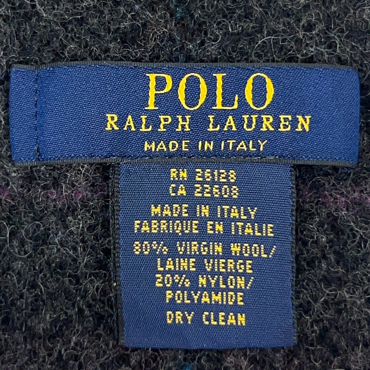 Polo Ralph Lauren Reversible Wool Scarf Gray Blue Red Plaid Pony Italy Made 8x64