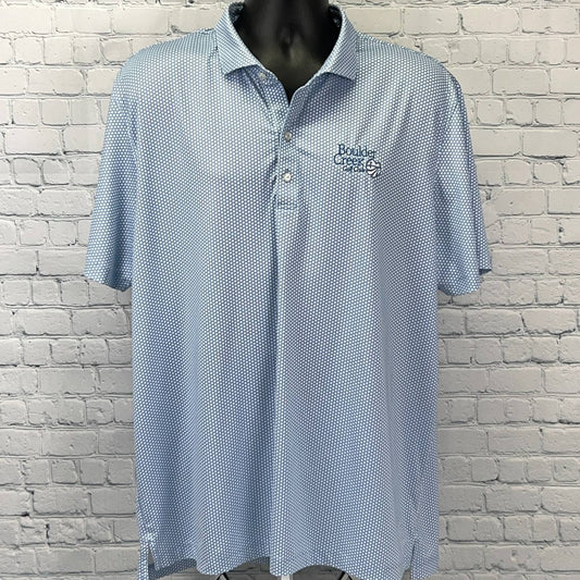 Johnnie-O polo shirt in light blue with a front view and classic fit