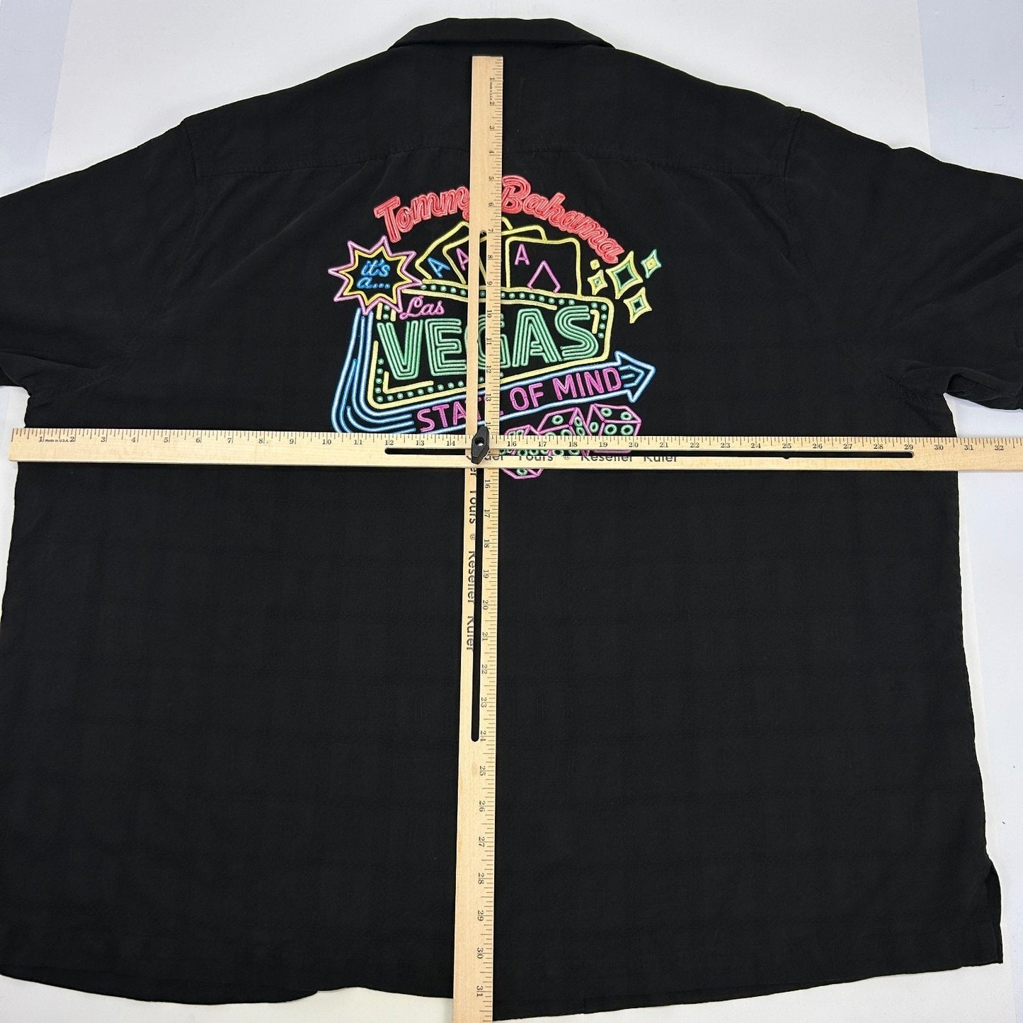 Tommy Bahama Las Vegas State of Mind Hawaiian Camp Shirt Casino Silk Black 3XLB - Neon Vintage