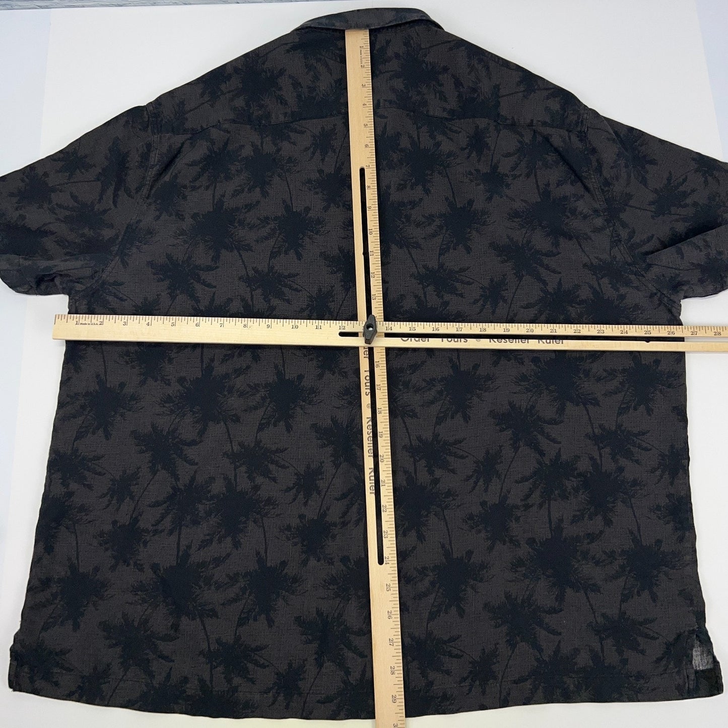 Nat Nast Camp Shirt Button Front Palm Trees Pocket Silk Blend Brown XXL 2XL