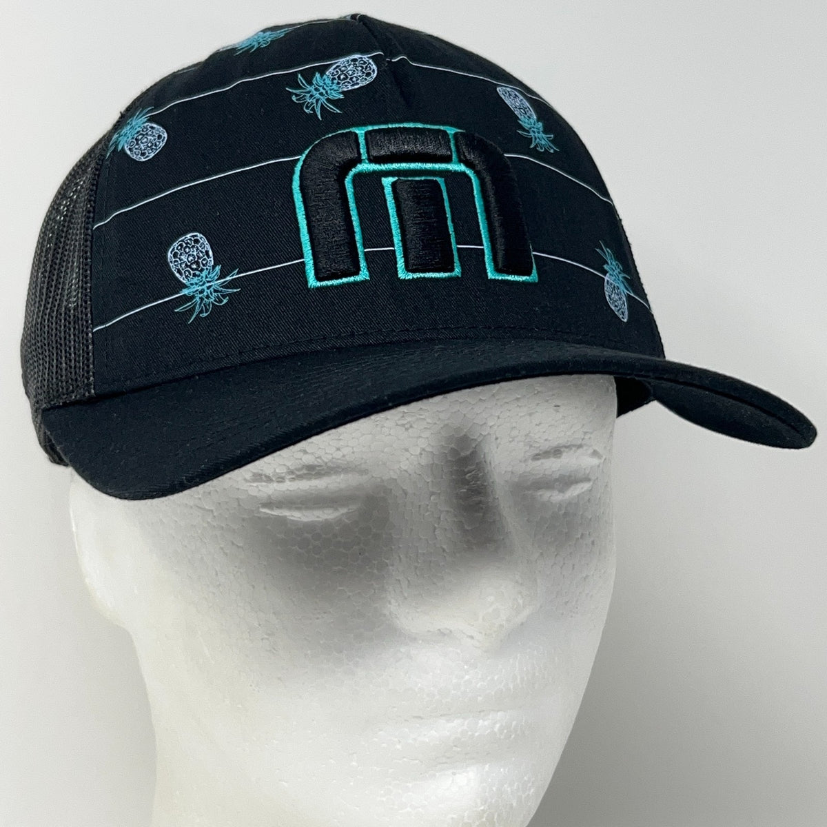 TravisMathew Big Bend Pineapple Trucker Hat Snapback Black Golf Baseball Cap